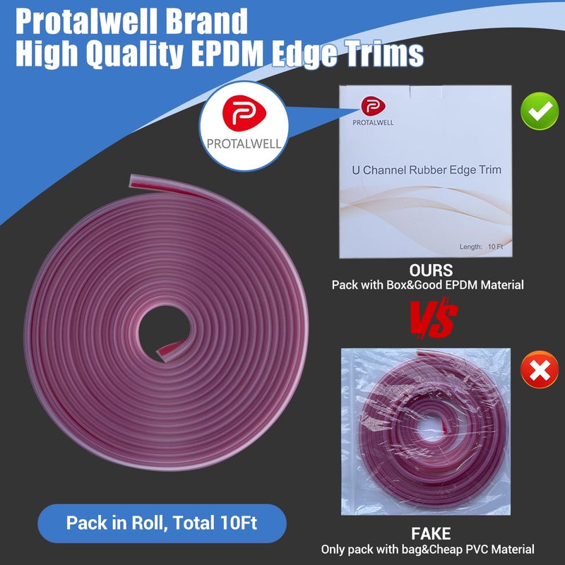 Protalwell Clear Rubber Edge Trim, Self-Adhesive Transparent Edge Protector for Sheet Metal Parts, Car Doors, Flexible Silicone Rubber Material, Size 1/16"(1.5mm), Fit 0-3/32"(2mm), U Channel Edge Guard, 10Ft - Image 5