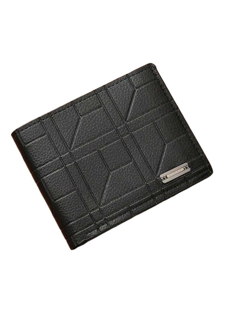UKA Men's Short PU Leather Wallet, Slim Plaid Print Wallet, Large Capacity Multi Card Slots, Can Store Large Bills, Small Coin Pocket, Slots for Credit Cards, Bank Cards, ID Cards, Photos, Stylish Business Style - Image 1