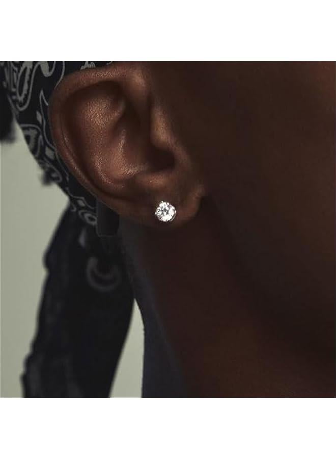 Arabest Hypoallergenic 925 Sterling Silver Stud Earrings for Women, Round 5A Cubic Zirconia Earrings CZ Studs Earrings for Girl Women Men 6mm  - Image 2