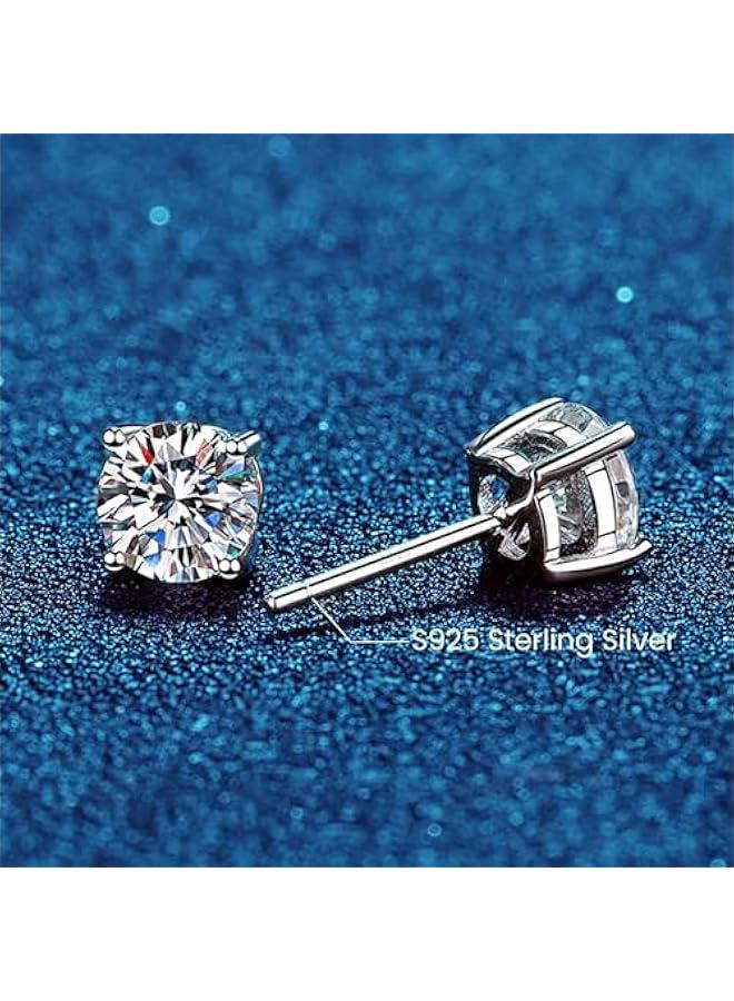 Arabest Hypoallergenic 925 Sterling Silver Stud Earrings for Women, Round 5A Cubic Zirconia Earrings CZ Studs Earrings for Girl Women Men 6mm  - Image 5
