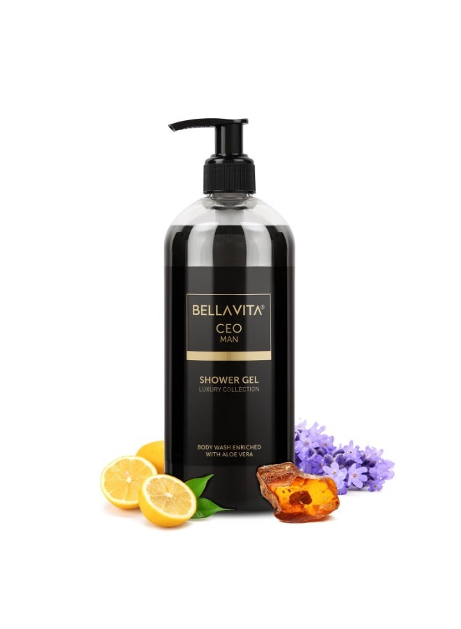 Bella Vita Luxury CEO MAN Body Wash Shower Gel for Men |Men's Bodywash 500ml | Deep Cleansing, Hydrating, Moisturising with Aloe Vera Extract & Charcoal Powder| Suitable for All Skin Types - Image 1