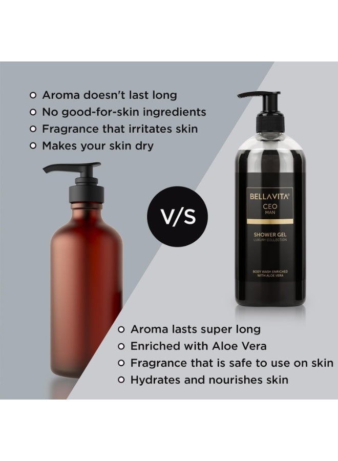 Bella Vita Luxury CEO MAN Body Wash Shower Gel for Men |Men's Bodywash 500ml | Deep Cleansing, Hydrating, Moisturising with Aloe Vera Extract & Charcoal Powder| Suitable for All Skin Types - Image 3