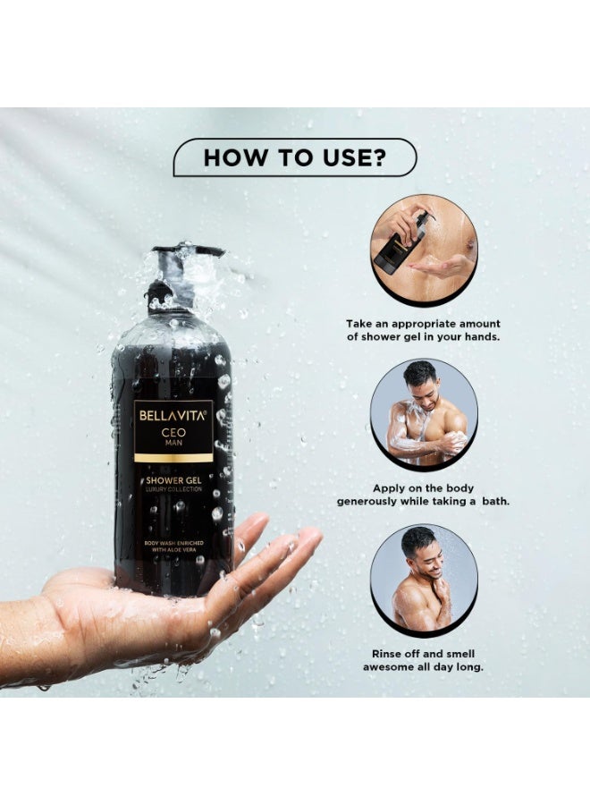 Bella Vita Luxury CEO MAN Body Wash Shower Gel for Men |Men's Bodywash 500ml | Deep Cleansing, Hydrating, Moisturising with Aloe Vera Extract & Charcoal Powder| Suitable for All Skin Types - Image 4