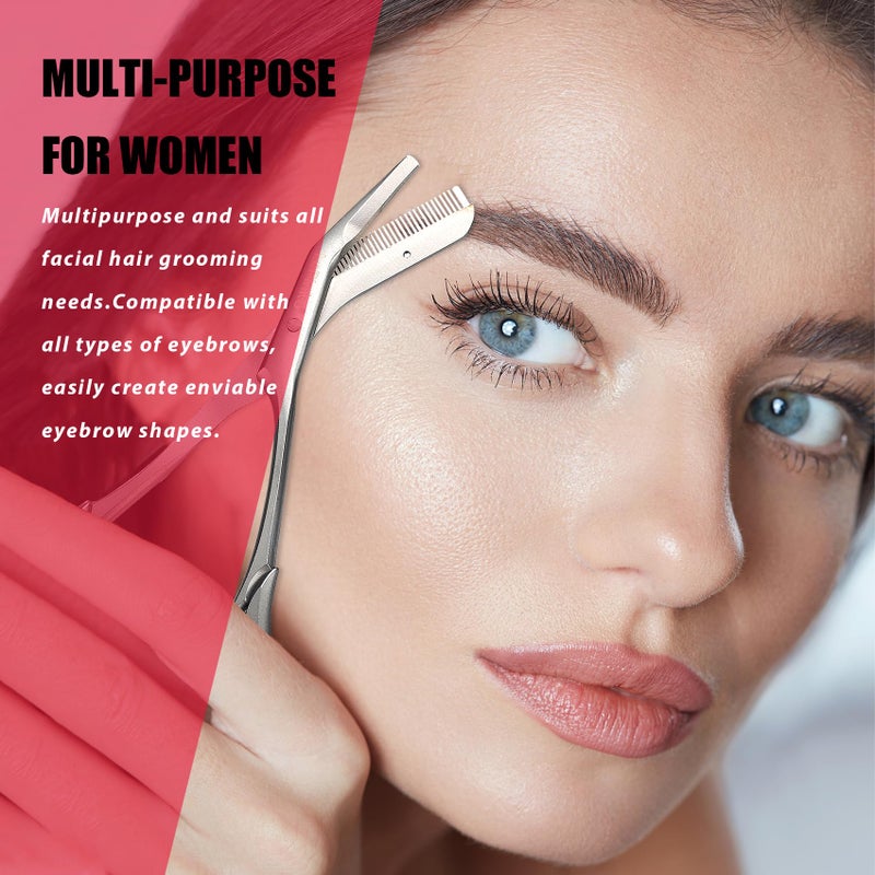 LePinko Eyebrow Trimming Scissors with Combs, Gifts For Men Women Stocking Stuffers, Gray - Image 4
