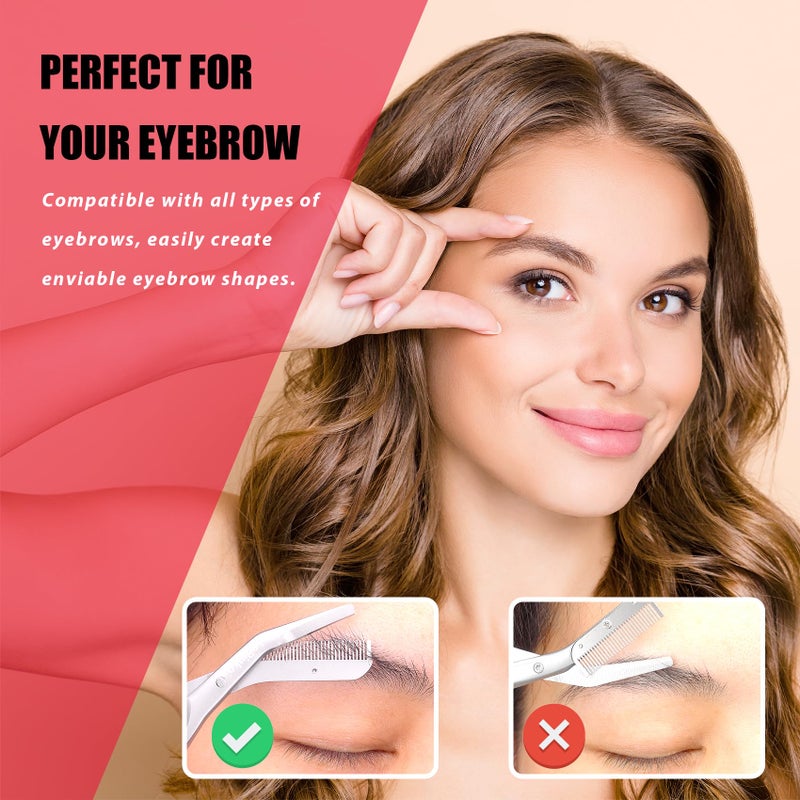 LePinko Eyebrow Trimming Scissors with Combs, Gifts For Men Women Stocking Stuffers, Gray - Image 5