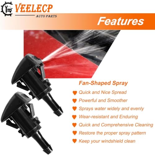 VEELECP 2PCS Windshield Washer Nozzle Sprayers Kit Compatible for 2007-2010 Cirrus, 2007-2010 Patriot, 2006-2010 Charge, 2011-2021 Ram Replace 4805742AB 5303833AA - Image 2