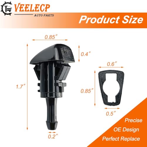 VEELECP 2PCS Windshield Washer Nozzle Sprayers Kit Compatible for 2007-2010 Cirrus, 2007-2010 Patriot, 2006-2010 Charge, 2011-2021 Ram Replace 4805742AB 5303833AA - Image 4