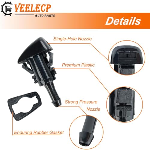 VEELECP 2PCS Windshield Washer Nozzle Sprayers Kit Compatible for 2007-2010 Cirrus, 2007-2010 Patriot, 2006-2010 Charge, 2011-2021 Ram Replace 4805742AB 5303833AA - Image 3