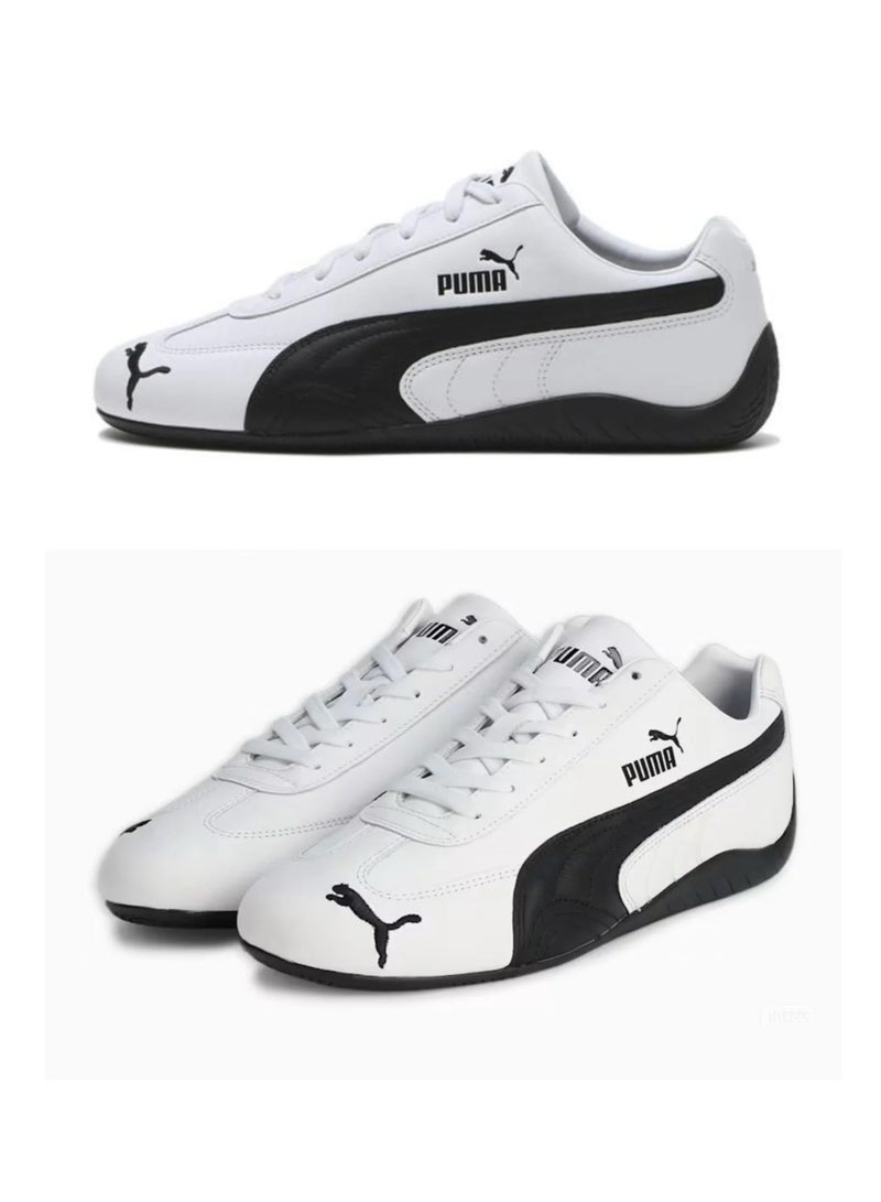 Puma Classic White and Black Racing Shoes Low-Top Leather Retro Casual Sneakers for Men and Women - Image 2