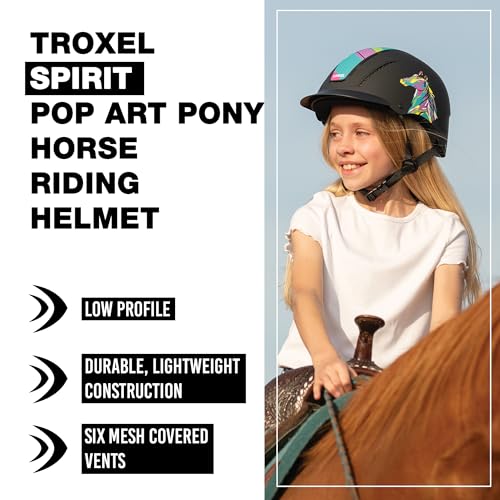 Troxel Spirit Full Coverage Horse Riding Helmet, Low-Profile & Adjustable, Safety Horseback Riding Gear, Extra Small (6-1/4 - 6-1/2), Pop Art Pony - Image 2