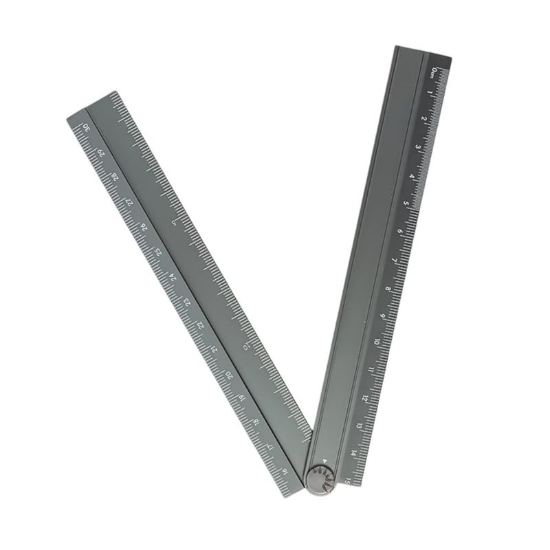 مسطرة ألومنيوم قابلة للطي رمادية 30 سم أداة قياس هندسية للمكتب والفصل الدراسي - Image 4