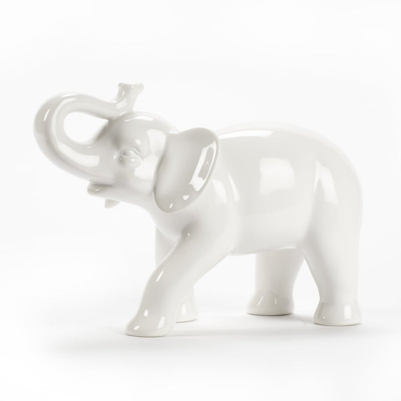 Abbott Collection Ceramic Elephant Figurine, White (Medium) - Image 1