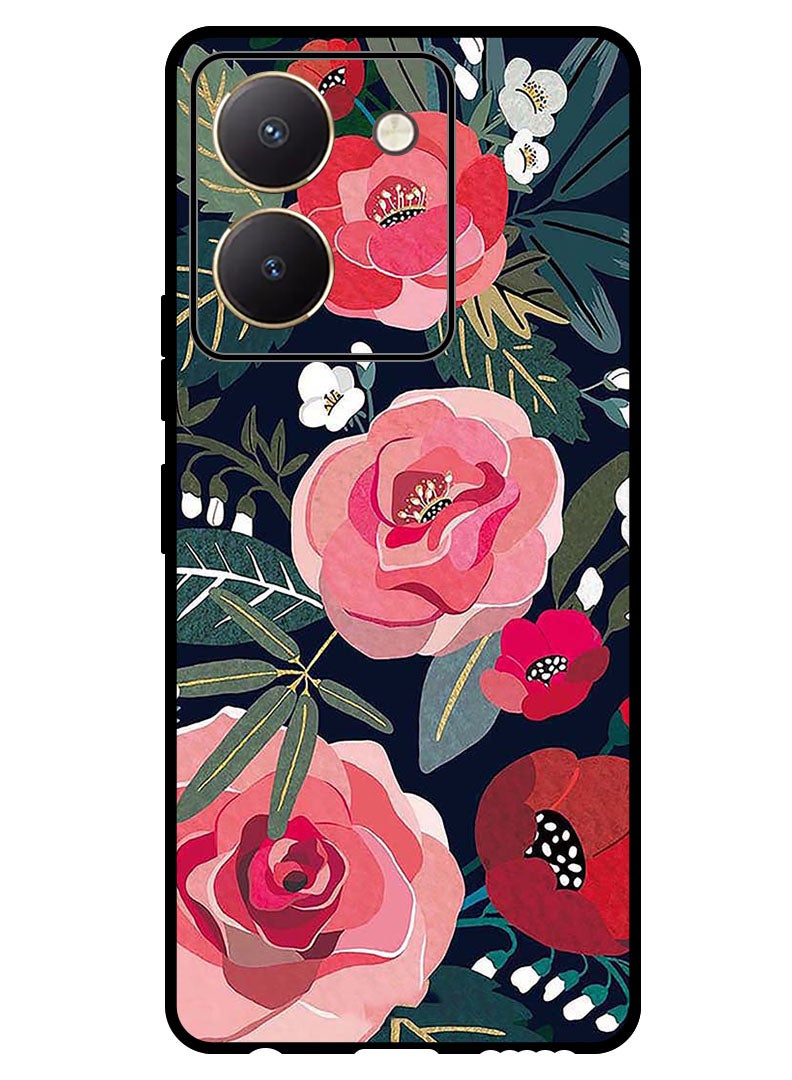 Theodor Protective Case Anti Scratch Shock Proof Bumper Cover For Vivo Y27s Flowers and leaves - Image 1