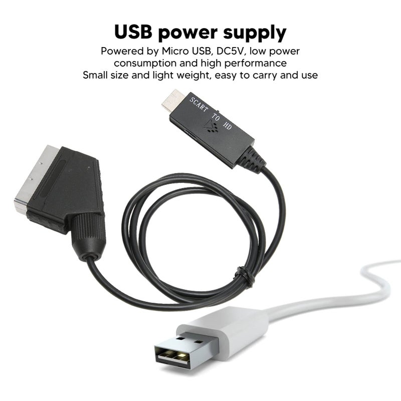 محول من Scart إلى HDMI 1080P عالي الدقة يعمل بالطاقة عبر USB لتلفزيون وصندوق الاستقبال، سهل التركيب - Image 4