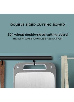 Swift Chopping Cutting Board Double Sided for Kitchen with 304 Stainless Steel and Plastic for Meat Vegetable Fruit, Non-Slip Easy Clean Large Size, Grey  - Image 5