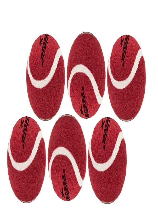 jaspo Natural Rubber Synthetic Cricket Tennis Ball Red Heavy Weight (Pack of 6) - Image 1