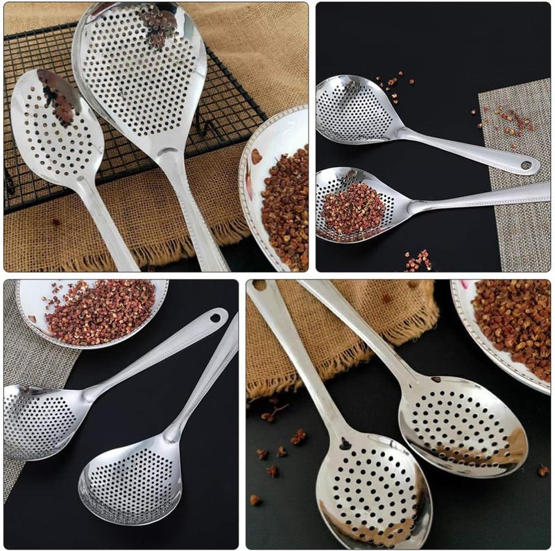 comfrt Skimmer Slotted Spoon Stainless Steel Skimmer Strainer Ladle Skimmer Stainless Steel Straining Spoon with Handle for Hot Pot Soup Oil - Image 5