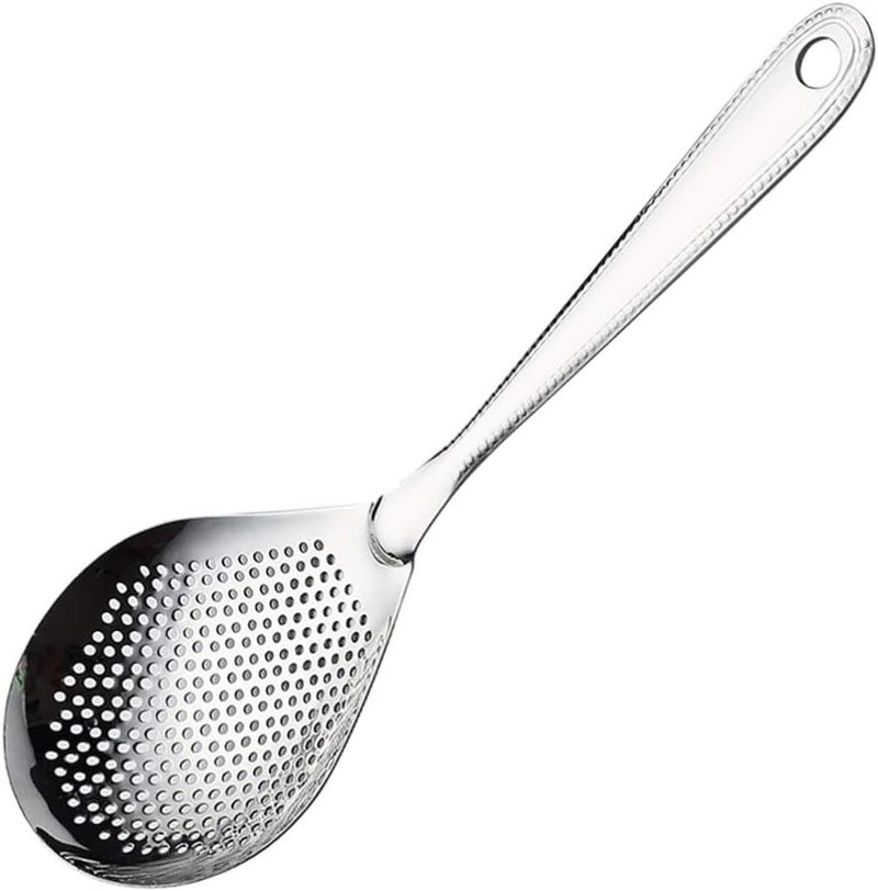 comfrt Skimmer Slotted Spoon Stainless Steel Skimmer Strainer Ladle Skimmer Stainless Steel Straining Spoon with Handle for Hot Pot Soup Oil - Image 4