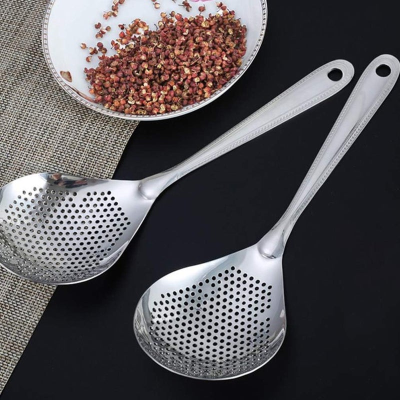 comfrt Skimmer Slotted Spoon Stainless Steel Skimmer Strainer Ladle Skimmer Stainless Steel Straining Spoon with Handle for Hot Pot Soup Oil - Image 3