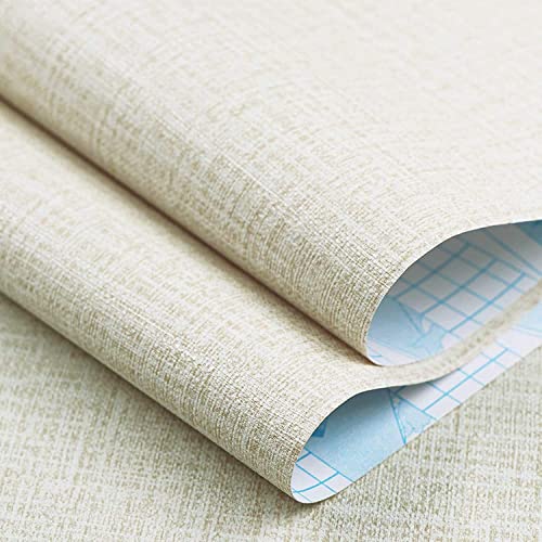 ELTON Fabric Textured Self Adhesive Waterproof Wallpaper Furniture Film Contact Paper for Table top,Furniture, Almirah Doors and Other DIY, Renovation Project (50 Sq Feet, Cream Fabric) - Image 2