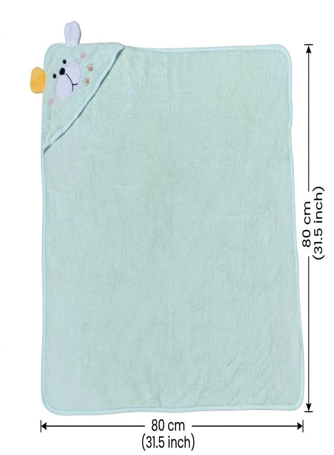 Butterthief Hooded Baby Wrapper Cum Baby Bath Towel – Super Soft Fur Newborn Baby Blanket, Infant Swaddle Wrap & Kids Hooded Towel for Baby Boys & Girls (0–3 Years) | Green Dog Design - Image 3