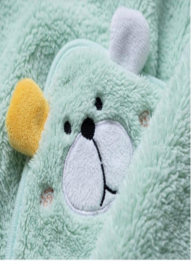Butterthief Hooded Baby Wrapper Cum Baby Bath Towel – Super Soft Fur Newborn Baby Blanket, Infant Swaddle Wrap & Kids Hooded Towel for Baby Boys & Girls (0–3 Years) | Green Dog Design - Image 5