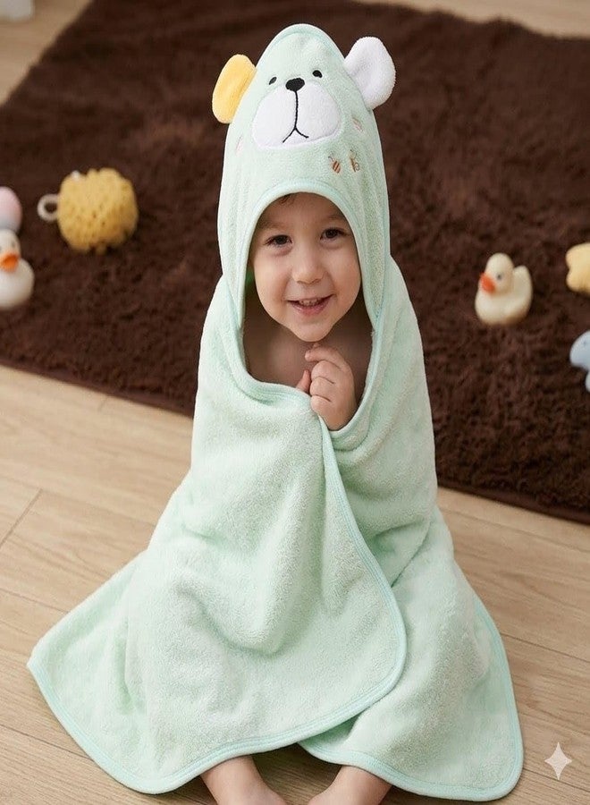 Butterthief Hooded Baby Wrapper Cum Baby Bath Towel – Super Soft Fur Newborn Baby Blanket, Infant Swaddle Wrap & Kids Hooded Towel for Baby Boys & Girls (0–3 Years) | Green Dog Design - Image 1