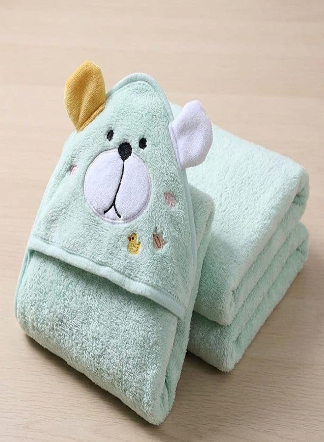 Butterthief Hooded Baby Wrapper Cum Baby Bath Towel – Super Soft Fur Newborn Baby Blanket, Infant Swaddle Wrap & Kids Hooded Towel for Baby Boys & Girls (0–3 Years) | Green Dog Design - Image 4