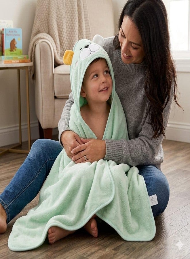 Butterthief Hooded Baby Wrapper Cum Baby Bath Towel – Super Soft Fur Newborn Baby Blanket, Infant Swaddle Wrap & Kids Hooded Towel for Baby Boys & Girls (0–3 Years) | Green Dog Design - Image 2