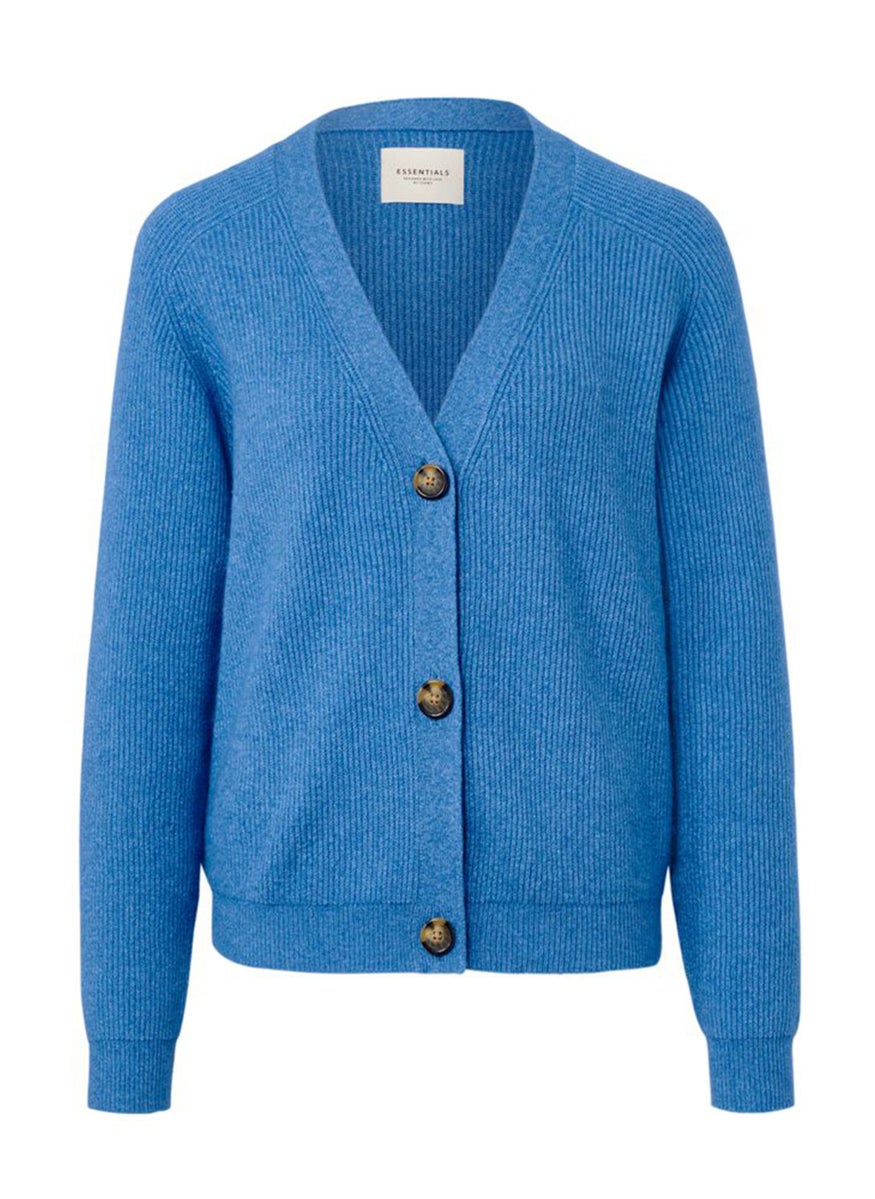 Tchibo - Women V-Neck Knitted Cardigan, Blue - Image 1