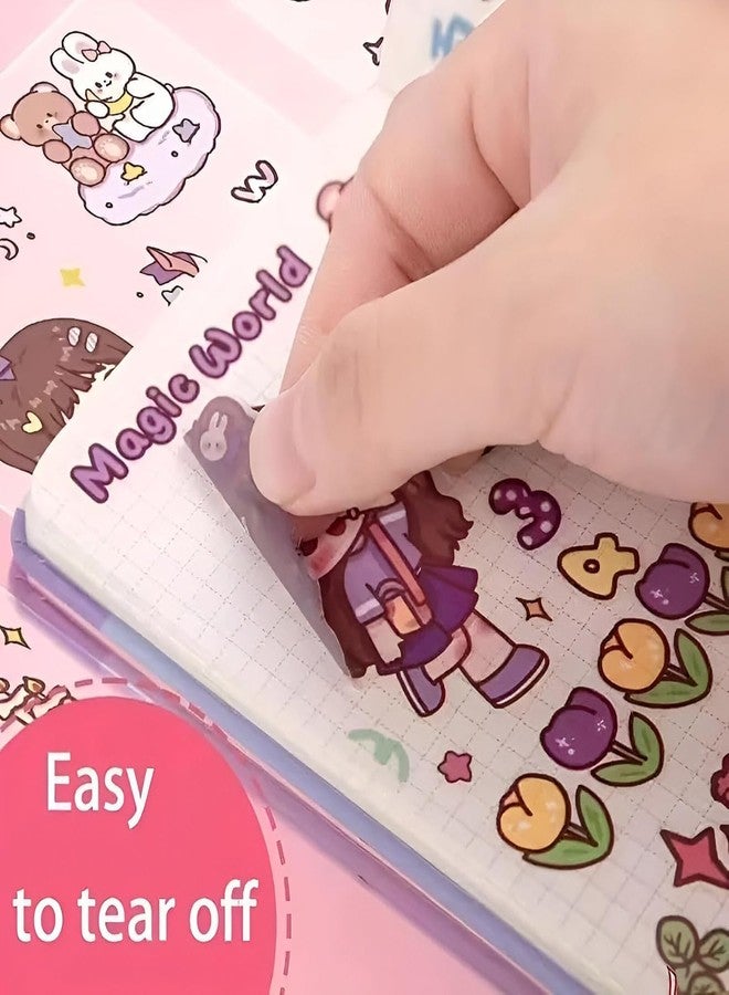 YBN 100 Sheets Kawaii Cartoon Sticker Set – Sweet Party Cute Washi & PET Waterproof Decorative Decals, Aesthetic Stationery for Scrapbooking, Journaling, Laptop 3D Stickkers & DIY Crafts - Image 5