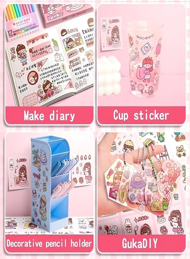 YBN 100 Sheets Kawaii Cartoon Sticker Set – Sweet Party Cute Washi & PET Waterproof Decorative Decals, Aesthetic Stationery for Scrapbooking, Journaling, Laptop 3D Stickkers & DIY Crafts - Image 4
