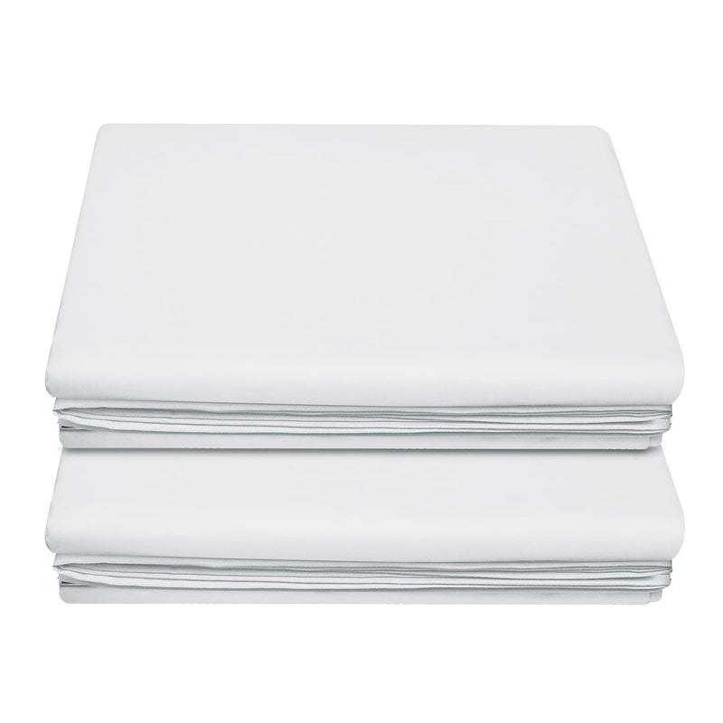 Lirex 2-Pack Twin Size Flat Sheet Set, Ultra-Soft Brushed 1800 Microfiber, Breathable & Wrinkle-Free, Machine Washable (White) - Image 1