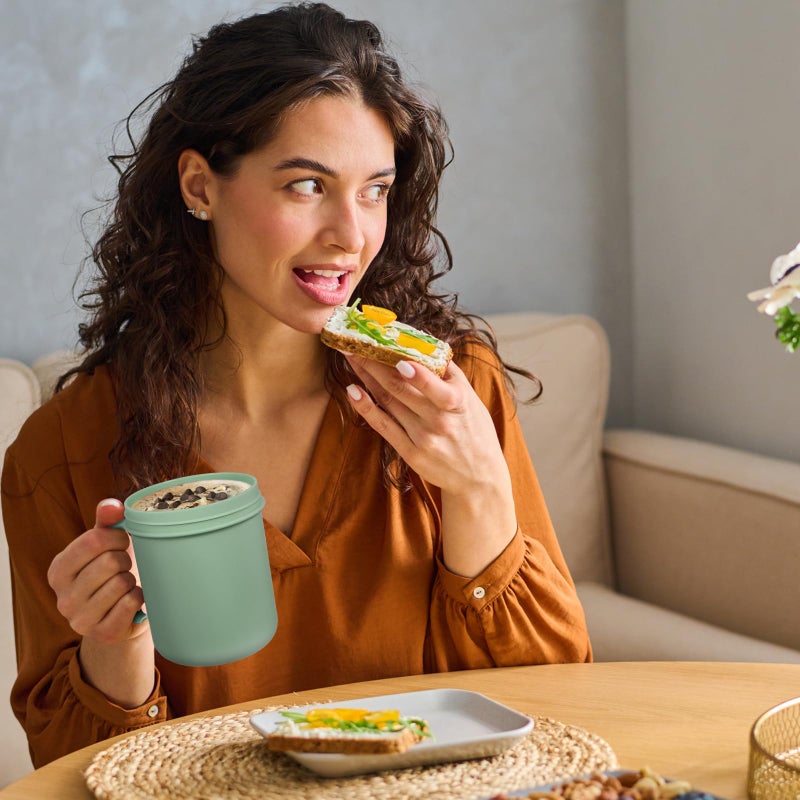 Cabilock Microwavable Soup Mug with Lid: Microwave Soup Bowl With Lid and Scoop Soup To Go Container Portable Soups Container For Soups Noodles Hot Cereal And More - Image 5