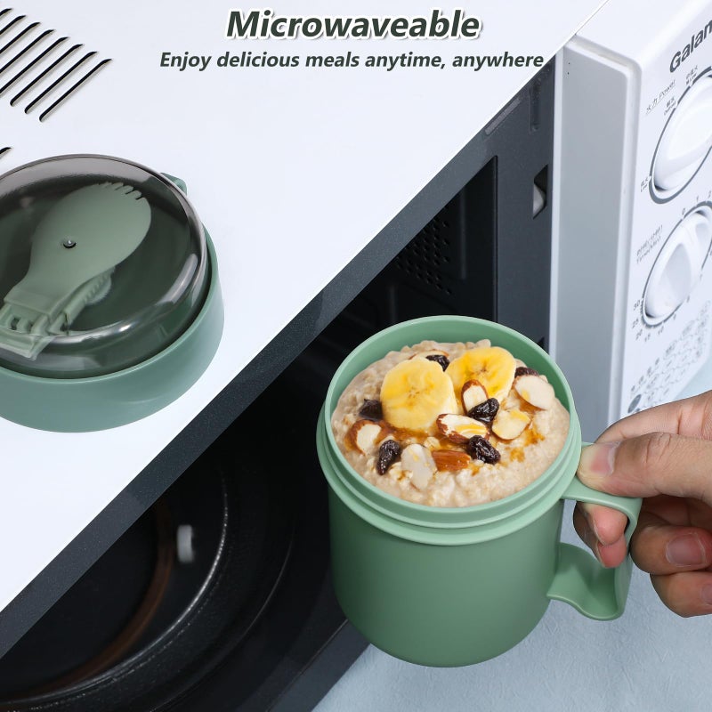 Cabilock Microwavable Soup Mug with Lid: Microwave Soup Bowl With Lid and Scoop Soup To Go Container Portable Soups Container For Soups Noodles Hot Cereal And More - Image 4