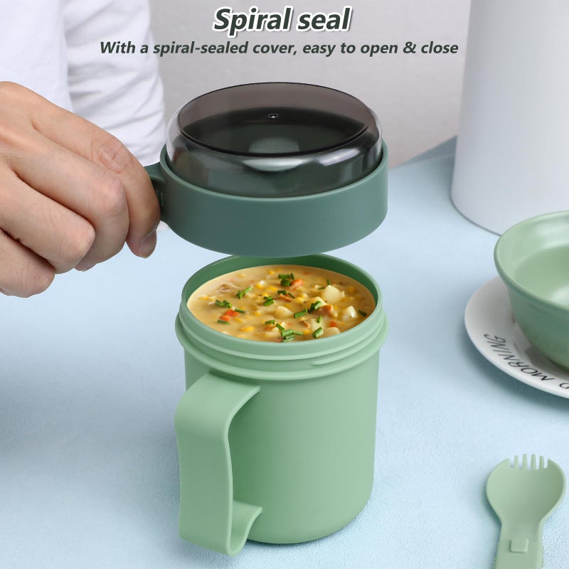 Cabilock Microwavable Soup Mug with Lid: Microwave Soup Bowl With Lid and Scoop Soup To Go Container Portable Soups Container For Soups Noodles Hot Cereal And More - Image 3