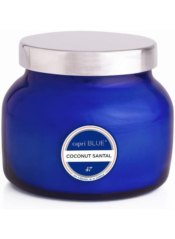 Capri Blue Capri Blue Signature Jar Candles - Long Lasting Soy Wax Blend - Luxury Tropical Scented Candles - Comes in Blue Decorative Glass Jar (Coconut Santal, 8 oz) 