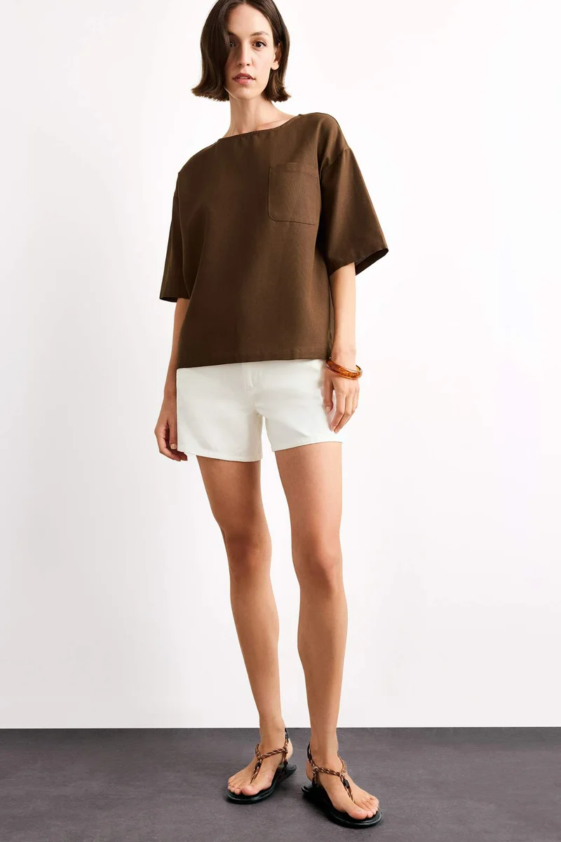 ديفاكتو Relax Fit Crew Neck Woven Short Sleeve Shirt