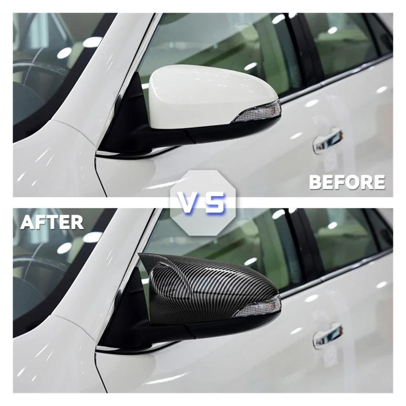 Carbon Fiber Rearview Mirror Cover With Turn Signal Bright Black For Yaris 2012 2019 - Image 4