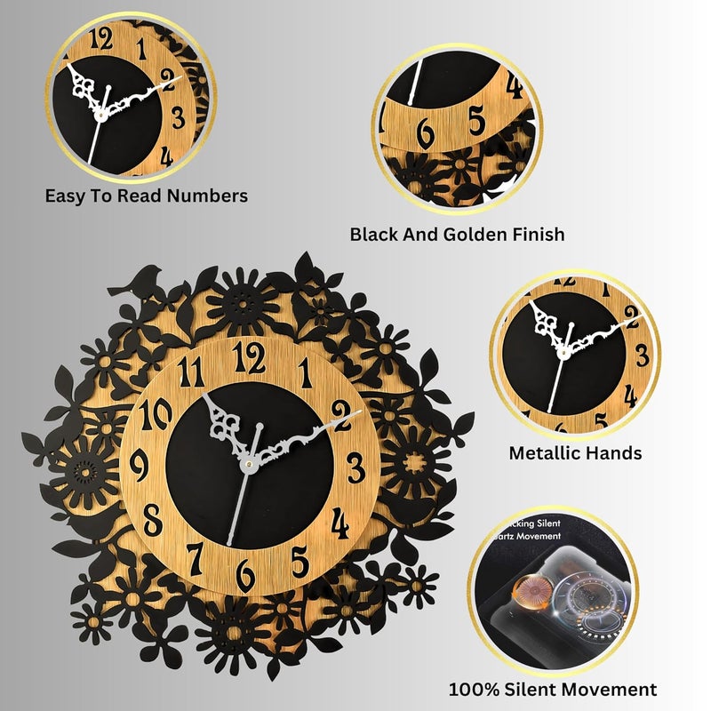 Nozvera 15 Inches Wall Clock for Home Stylish Latest Handcrafted Wooden Silent Non Ticking Antique Wall Clock Decorative Big Size Wall Clock for Home Living Room Bedroom Hall Office - Image 4