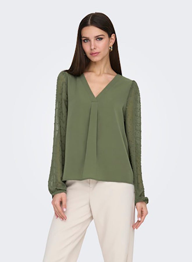 ONLY ONLY Womens Masja Longsleeve V-Neck Shirt  - Image 2
