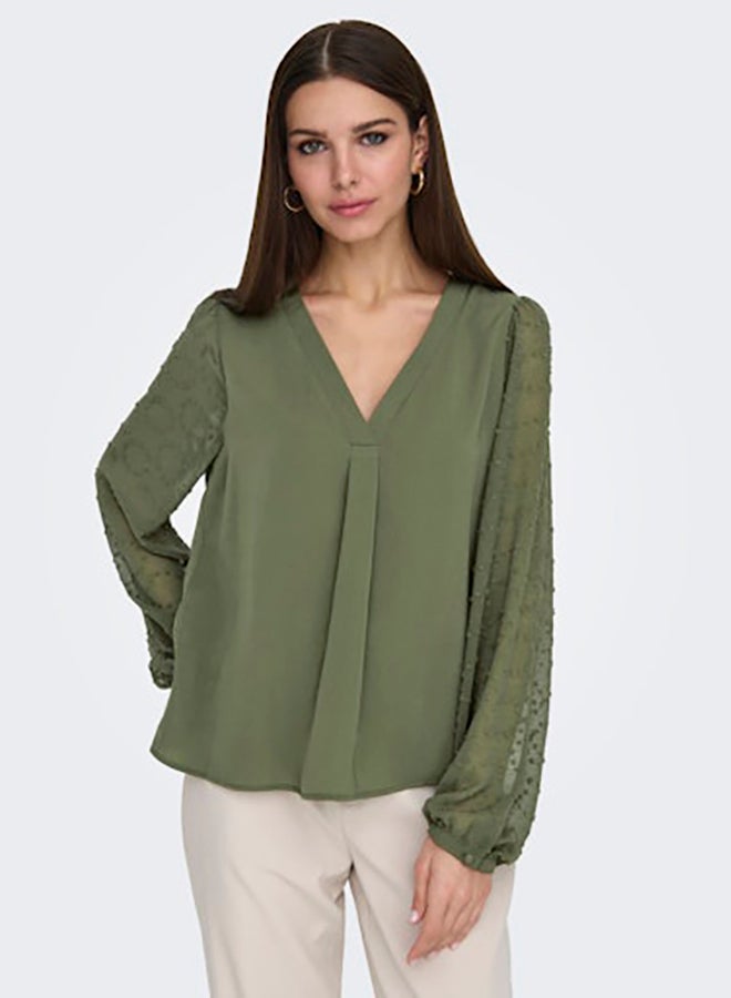 ONLY ONLY Womens Masja Longsleeve V-Neck Shirt  - Image 3