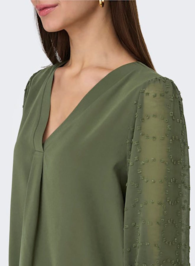 ONLY ONLY Womens Masja Longsleeve V-Neck Shirt  - Image 4