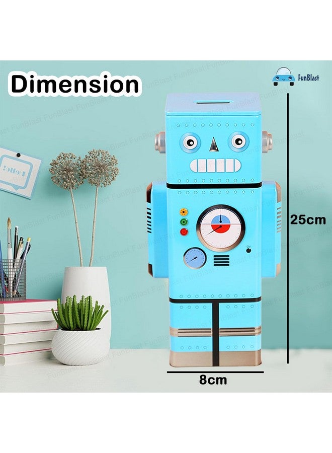فنبلاست حصالة نقود للأطفال من فن بلاست - حصالة نقود روبوتية، حصالة نقود معدنية لحفظ النقود، جولاك للأطفال - هدايا أعياد الميلاد للأولاد والبنات، حصالة نقود، صندوق نقود معدني للأطفال (أزرق) - Image 2
