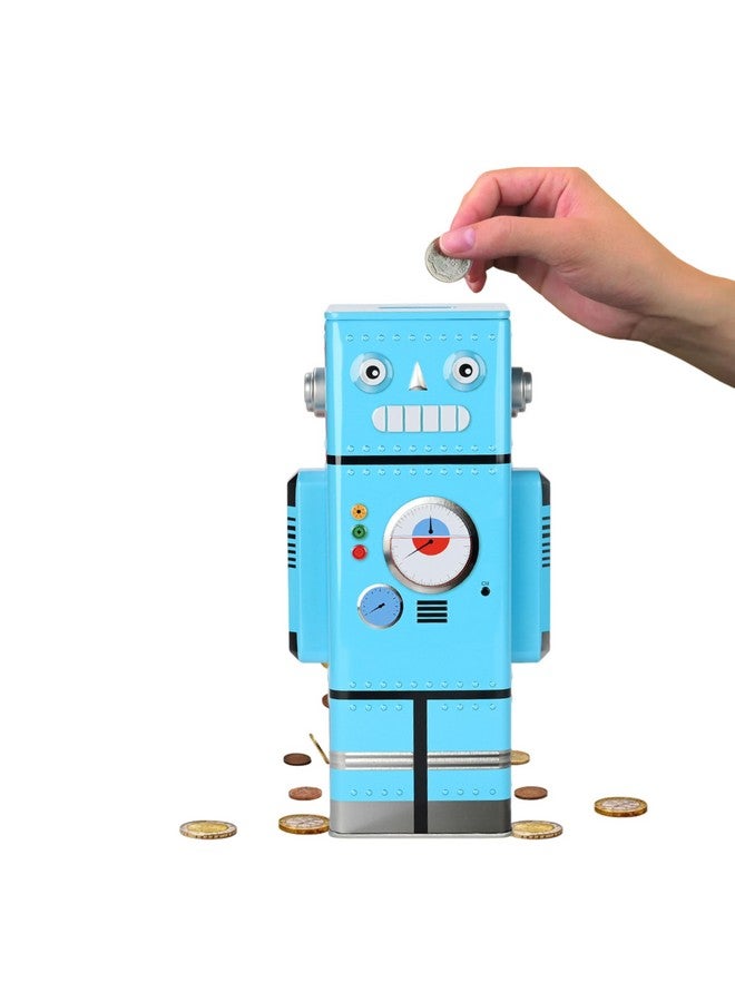 فنبلاست حصالة نقود للأطفال من فن بلاست - حصالة نقود روبوتية، حصالة نقود معدنية لحفظ النقود، جولاك للأطفال - هدايا أعياد الميلاد للأولاد والبنات، حصالة نقود، صندوق نقود معدني للأطفال (أزرق) - Image 1