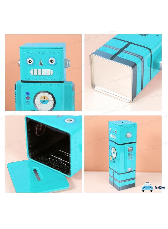 فنبلاست حصالة نقود للأطفال من فن بلاست - حصالة نقود روبوتية، حصالة نقود معدنية لحفظ النقود، جولاك للأطفال - هدايا أعياد الميلاد للأولاد والبنات، حصالة نقود، صندوق نقود معدني للأطفال (أزرق) - Image 5