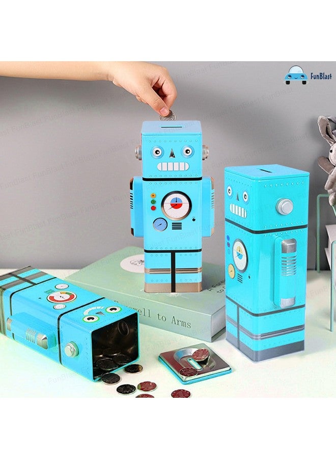 فنبلاست حصالة نقود للأطفال من فن بلاست - حصالة نقود روبوتية، حصالة نقود معدنية لحفظ النقود، جولاك للأطفال - هدايا أعياد الميلاد للأولاد والبنات، حصالة نقود، صندوق نقود معدني للأطفال (أزرق) - Image 4
