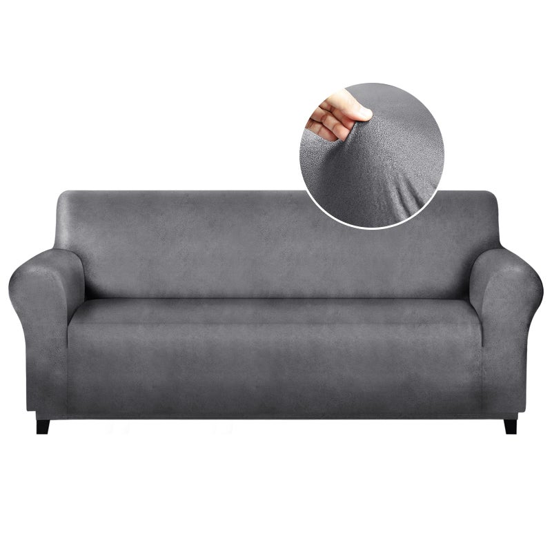 molasofa Sofa Covers  Couch Cover for Leather Couch Soft and Washable Sofa Covers with LeatherLike Quality NonPilling NonSlip 1Piece Couch Cover for Dogs Cats and Kids Gray