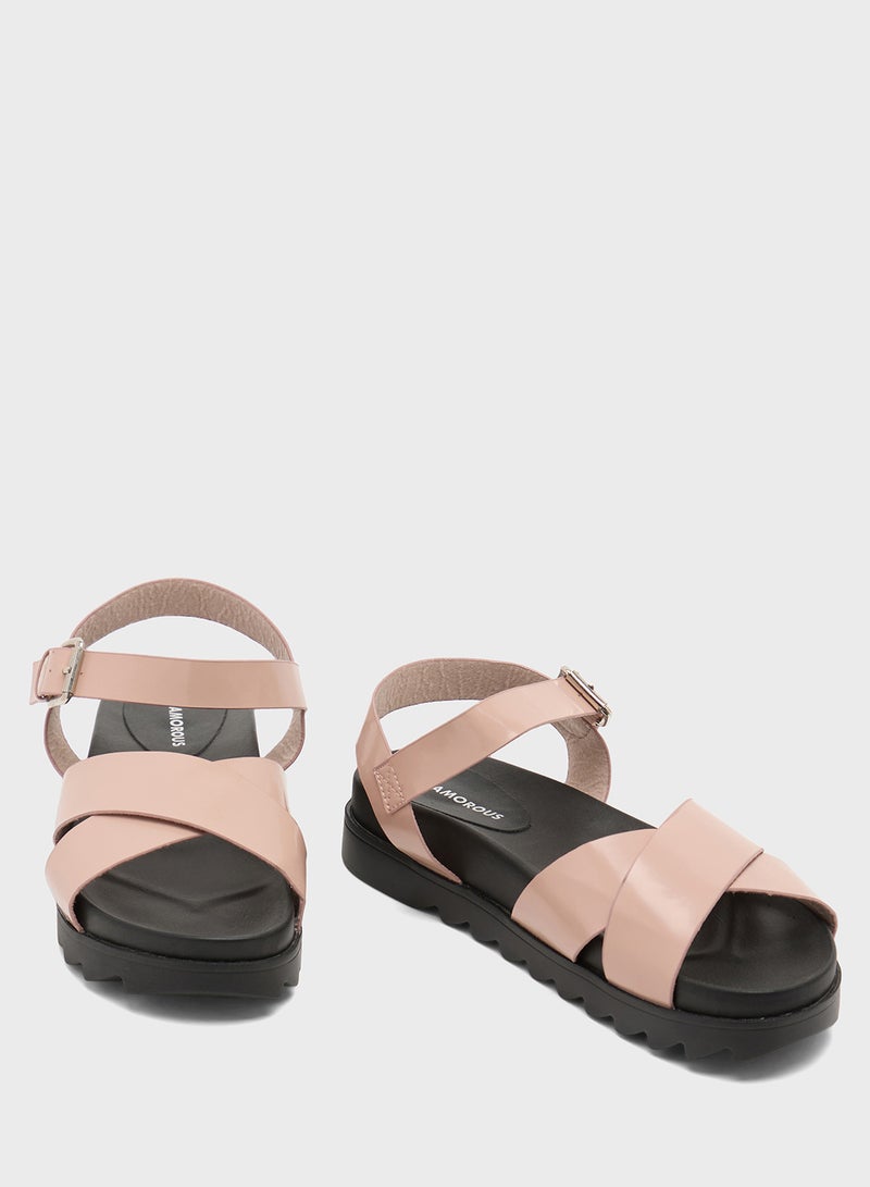 GLAMOROUS Casual Cross Strap Flat Sandals - Image 4