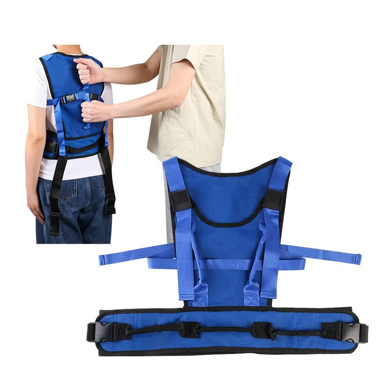 KAVIL Gait Belt for Seniors Transfer Gate Belt for Elderly Lifting with 8 Handles Physical Therapy Lift Assist Patient Fall Prevention Medical Walking Standing Aids Supports Safety Harness Mesh Blue